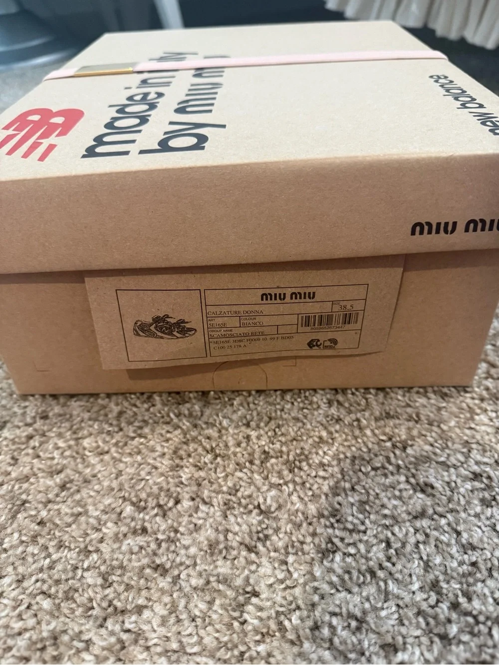 Authentic Miu Miu x new balance White Mesh and Suede Sneakers with Navy laces